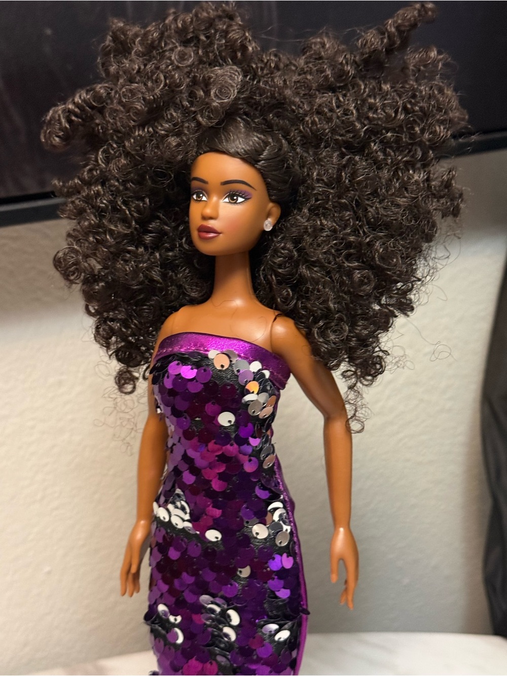 Fresh dolls Mia fashion dark skin curly black hair Purpose toys doll sequin dres